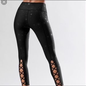 Carbon 38 Black Starburst tight with lace detail
